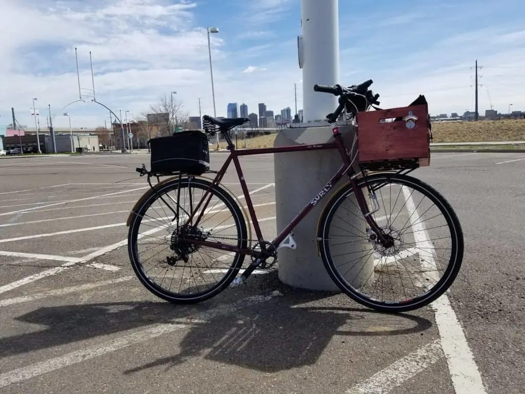 My Surly disc trucker, aka the Delivery Truck from when I first started delivering on bike for Grubhub Doordash and Uber Eats