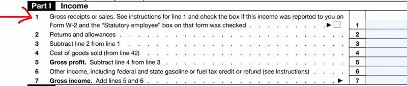 The income section of the Schedule C