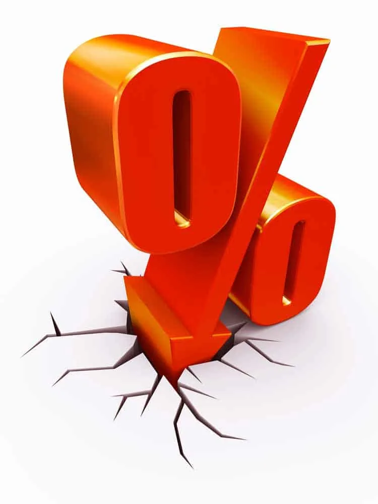 Percentage sign indicating loan interest rate