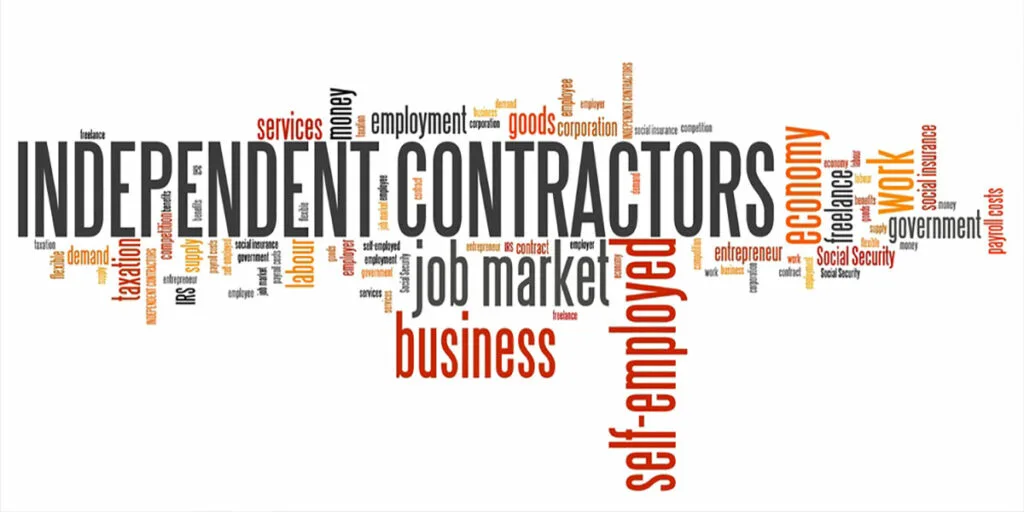 word cloud with Independent Contractors prominent, other terms like business, self employed, freelance.