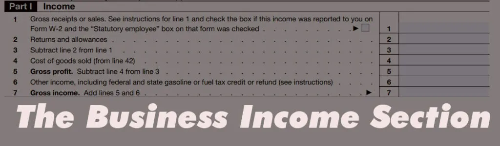 The Business Income Section of IRS Schedule C