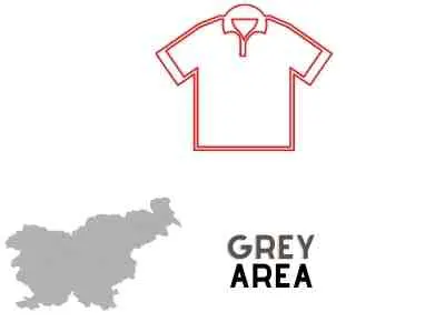 Line drawing of a uniform polo shirt with the caption Grey Area.