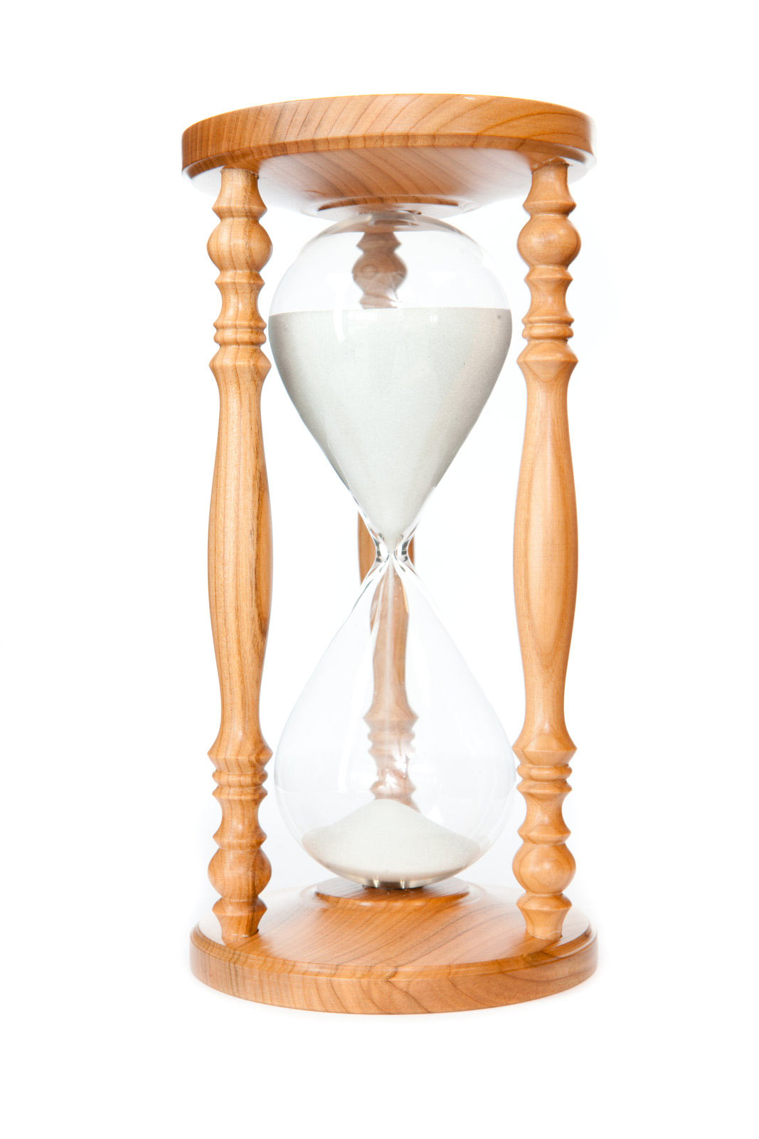 An hourglass with sand falling through measuring the time it takes to make money once we start our blogs.