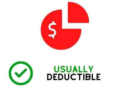 Pie chart icon showing money being taken away with caption Usually Deductible.