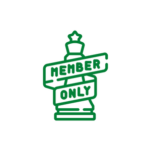 Drawing of an icon with a sash wrapped around it that says Member Only.