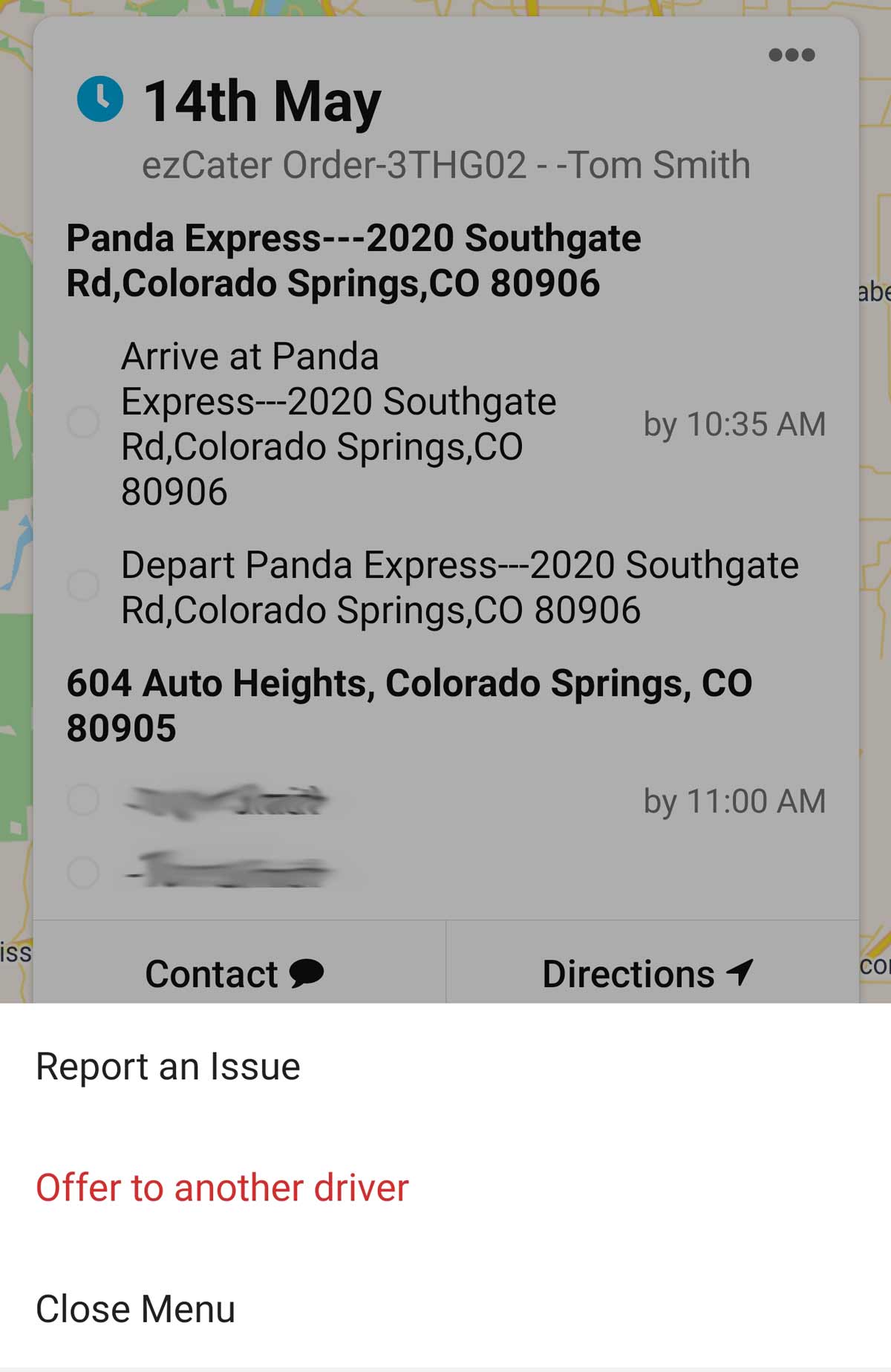 screenshot of the option on the DeliverThat app to offer a delivery to another driver.