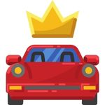 a well cared for car illustrated by a graphic image of the front of a car that has a crown over the top of it.