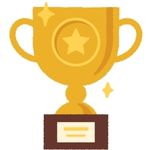 Graphic of a trophy with a star on it representing Top Dasher status.