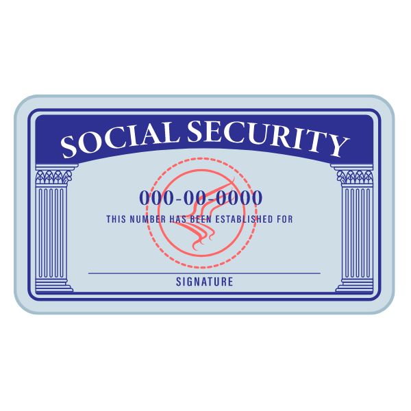 Graphic of a social security card, representing self-employment taxes for independent contractors.
