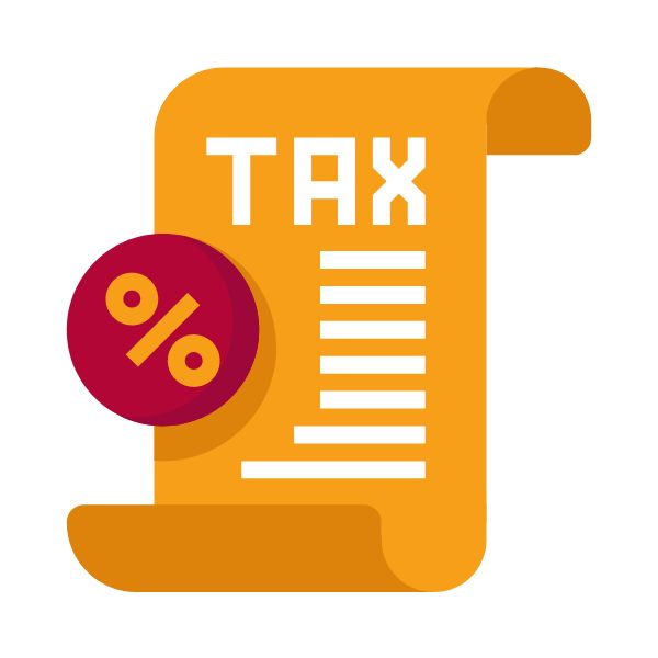 Graphic of an unscrolled piece of paper that says TAX across the top representing a tax bill.